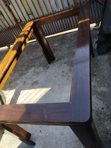 Mesa de vidro e de madeira so armação, mês 155x90x80 alt, pode por madeira ou outros 