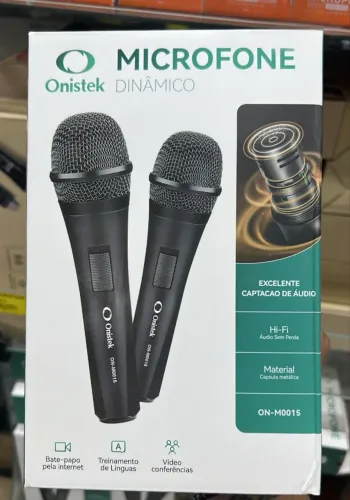 Microfone Duplo com Fio Cabo 3 metro - Entrega Grátis