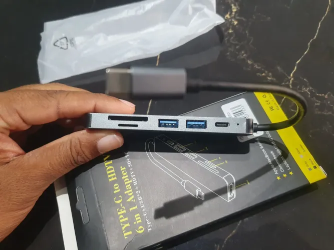 Hub USB Tipo-C 6 em 1, usb, hdmi hml, sd e RF 