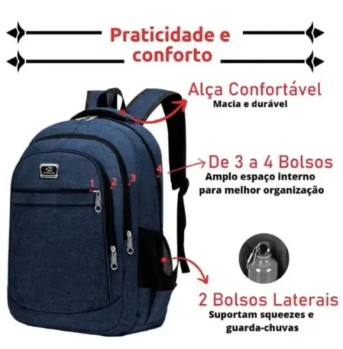 Mochila PREMIUM impermeável azul