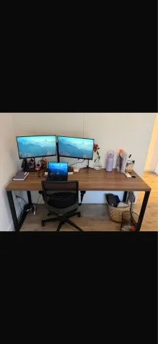 mesa de escritório 190cm marrom e preta