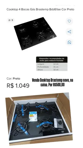 Cooktop Brastemp 4 bocas 