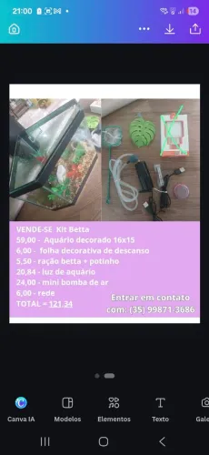 Kit Aquário para Peixes Pequenos