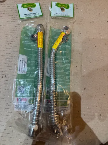 Kit com 2 Tubos Flexíveis Metálicos Haenke para Aquecedor - Novos Lacrados