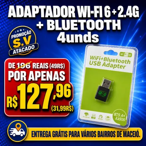 4UNDS Adaptador USB Wi-Fi 6 + Bluetooth 5.4 AX900 - Dual Band