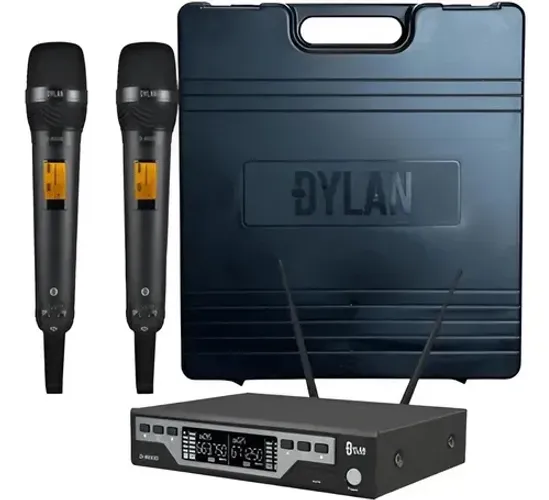 Kit Microfone Sem Fio Duplo UHF Dylan D-8000S Profissional com Case