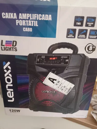 Caixa amplificada portátil Lenoxx ca80 nova, usada uma vez