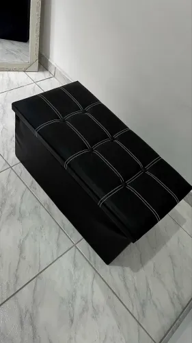Puff Baú Retangular 78x38x38 preto