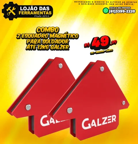 Kit 2 Esquadro Magnético Para Soldador Até 12Kg Galzer