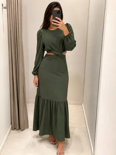 Vestido Longo Modasds Verde Musgo Escuro Tamanho P