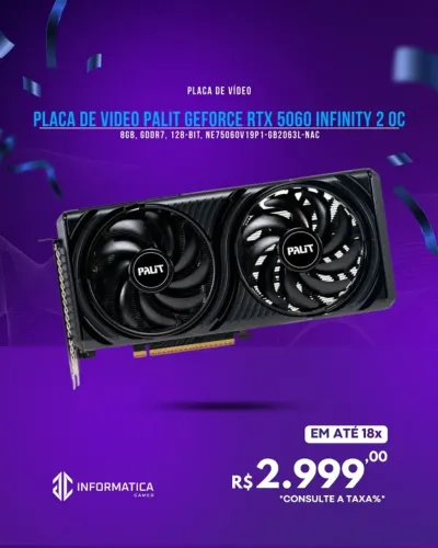 PLACA DE VÍDEO PALIT GEFORCE RTX 5060 INFINITY 2 OC