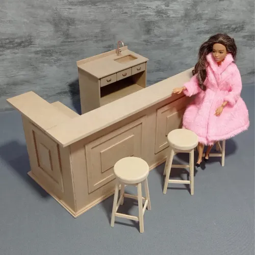 Móveis para café ou bar da Barbie em MDF