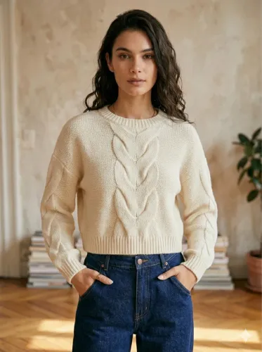 Blusa tricô tam P cor creme da Shein