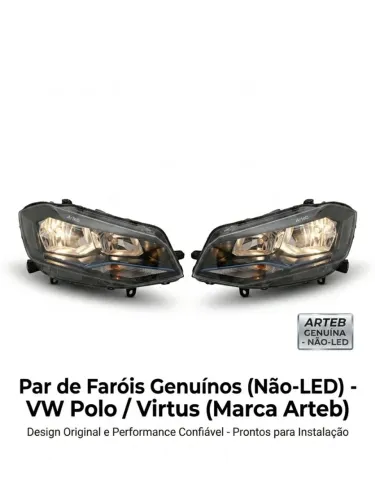 Par de faróis VW Polo Virtus Arteb máscara negra friso preto