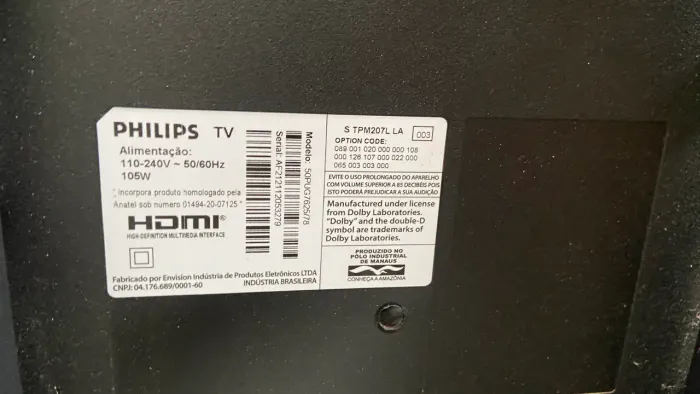 TV PHILIPS 50 polegadas com avaria