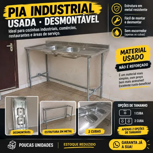 Pia inox industrial Desmontável - usada - Blumenau SC