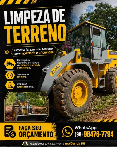 Limpeza de terreno com máquina
