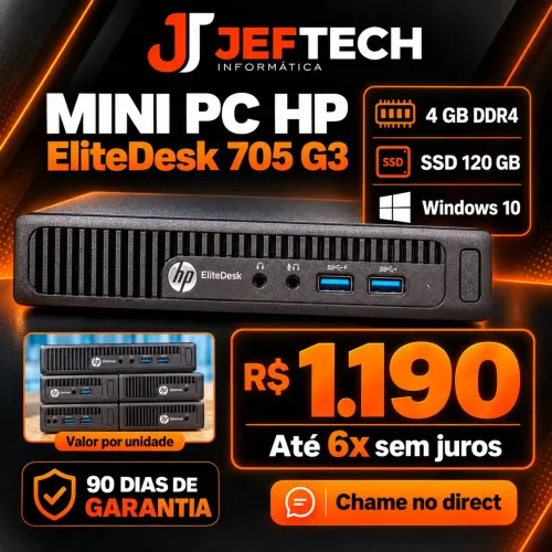 Mini PC HP EliteDesk 705 G3 4GB DDR4 SSD 120GB + Garantia