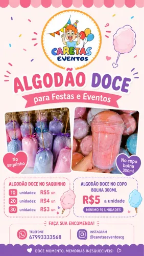 Algodão doce para festas e eventos!