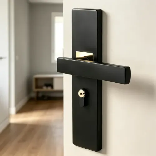 Fechadura Interna Preta Fosca para Porta de Quarto - Design Moderno