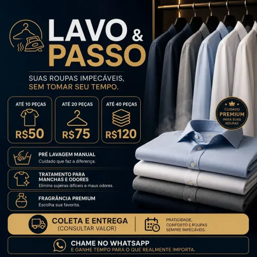 Serviço de Lavar e Passar Roupas com Coleta e Entrega