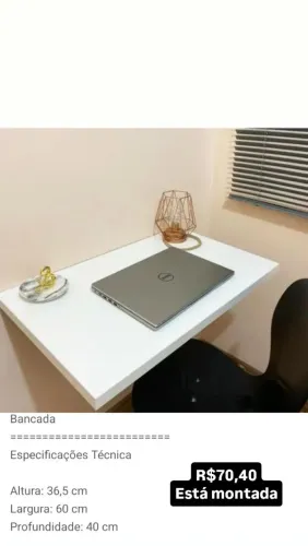Bancada de estudo/trabalho suspensa mão francesa MDF