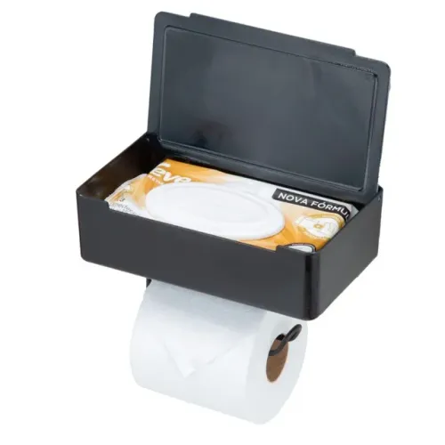  Porta Lenço Umedecido e Suporte Para Papel Higiênico com Espaço Para Celular Usado
