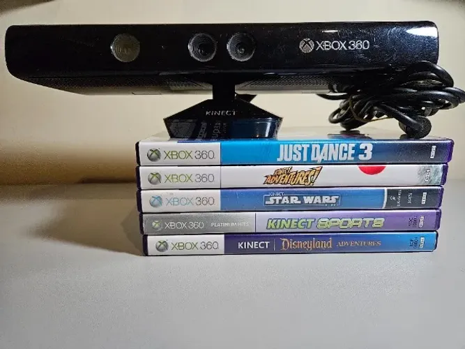 Kinect e Lote de 5 Jogos Xbox 360 | Originais e Testados