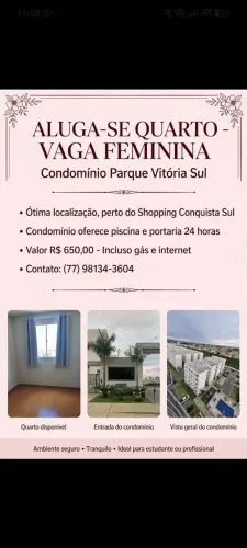 Quarto vaga feminina