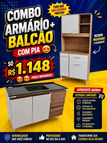 Combo de armário + balcão com pia 
