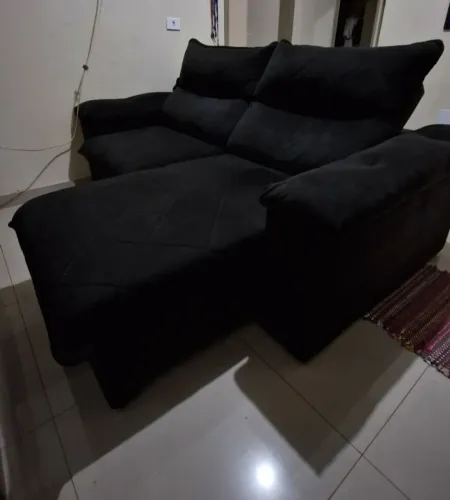 Sofá Retrátil e Reclinável 2 Lugares Suede Preto - Confortável