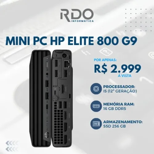 Mini Computador HP 800 G9 I5 12A 16GB DDR5 SSD 256GB