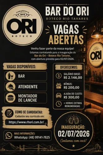 Vagas para o Ori boteco Rio Tavares