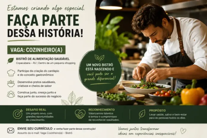 COZINHEIRO/A PARA BISTRÔ EM COPACABANA
