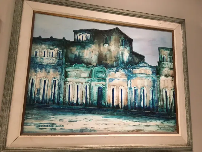 Quadro decorativo pintado à mão - arte nordestina com moldura