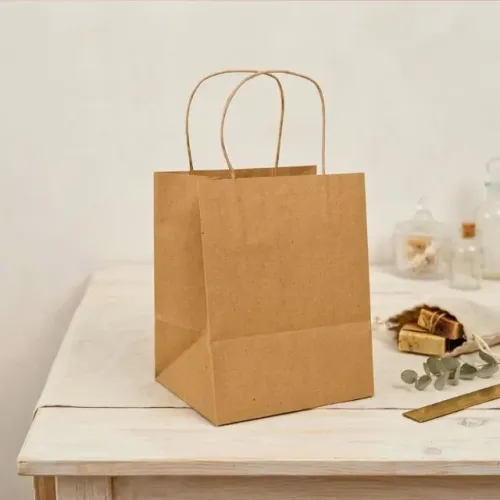 Sacolas com alça, papel kraft