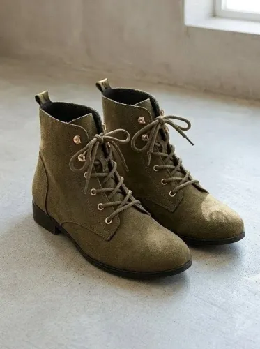 Bota Moleca Camurça Verde Militar - Semi Nova