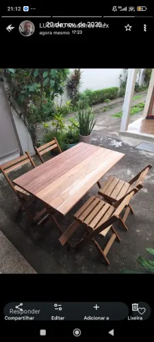 MESAS 120X70 COM 4 CADEIRAS MADEIRA DE LEI 