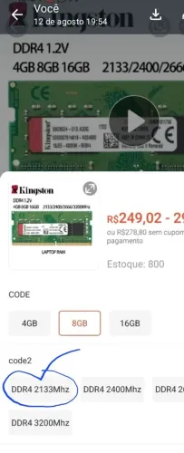 Memória de notebook