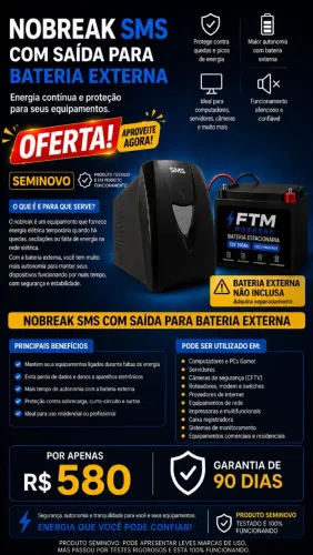 Nobreak SMS Usado 1400 VA | FTM NOBREAK Recife