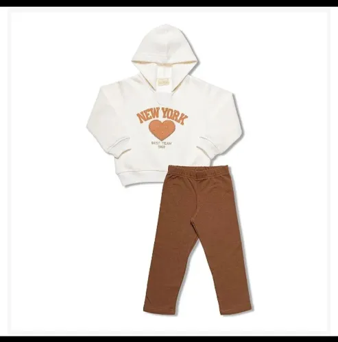 Conjunto Moletom Menina Off White - Novo