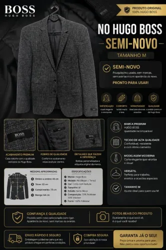 ?Casaco HUGO BOSS ORIGINAL PREMIUM SEMI-NOVO?| ?TAMANHO M| ELEGANTE E SOFISTICADO ?