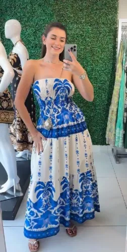 Vestido casual tomara que caia