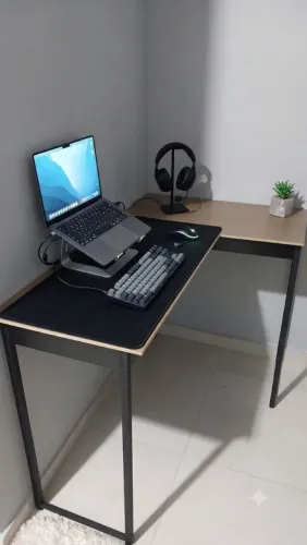 Mesa em L Industrial de Canto Home Office