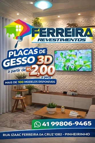Placa de gesso 3d a partir de R$2,00 a peça 