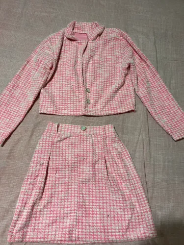 Conjunto de tweed rosa