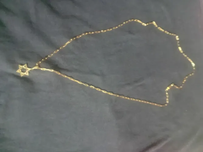 Cordão masculino de moeda antiga de Estrela de Davi dourado*novo*!