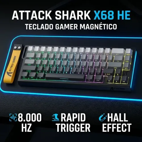 Attack Shark Keyboard X68 He Noite Iluminada Pela Lua