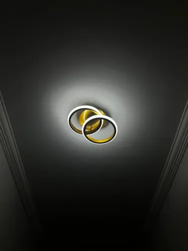 Plafon LED Sobrepor Quadrado Duplo Dourado