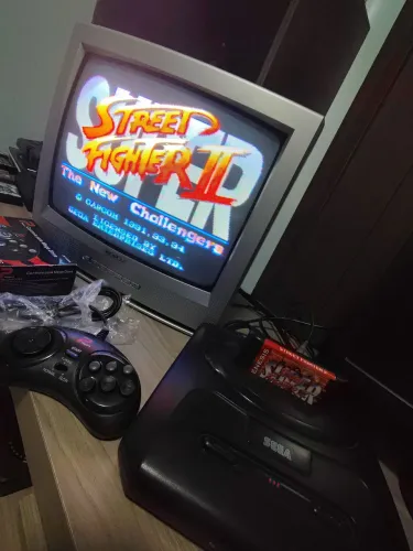 MEGA DRIVE 3 COM SAIDA SEGA CD + SUPER STREET FIGTHER 2